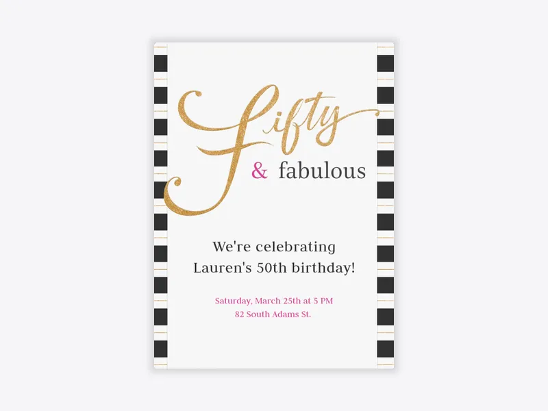 50 and Fabulous - 50th_birthday - Invitation