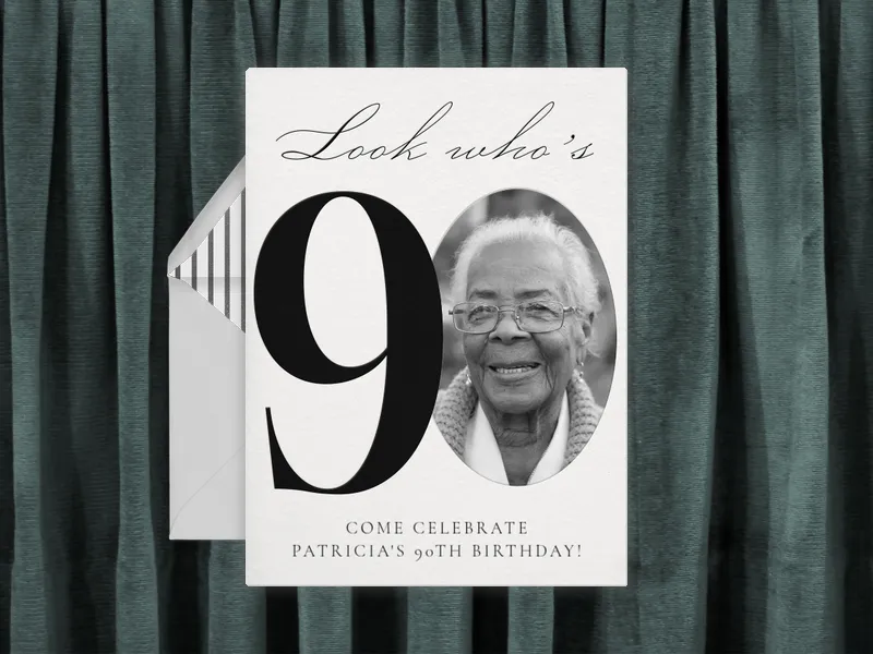 Classic Black & White 90th Birthday (Photo) - 90th_birthday - Invitation