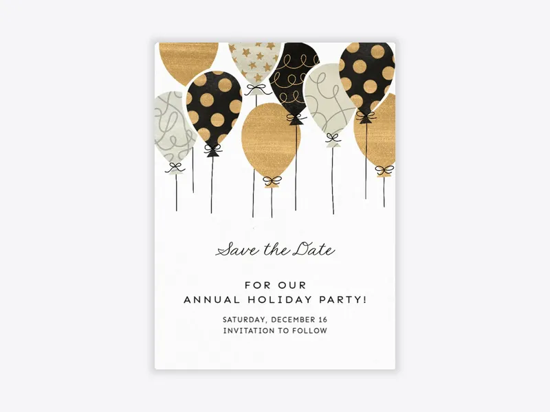 Gold Print Balloons Save the Date - parties_save_the_date - Invitation