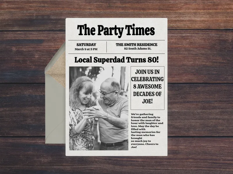 Read All About It 80th Birthday (Photo) - birthday - Invitation