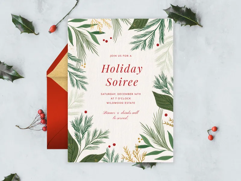 Winter Leaves - holidays - Invitation