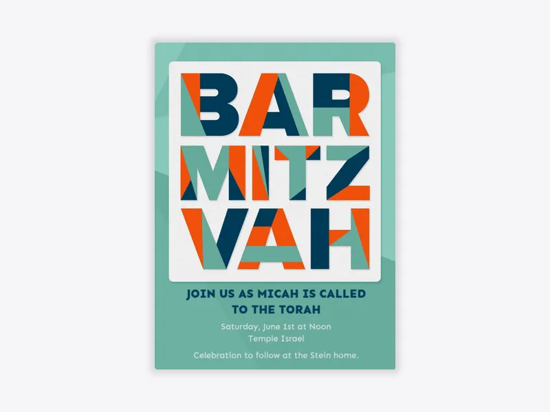Geoform Letters - bar_bat_mitzvah - Invitation