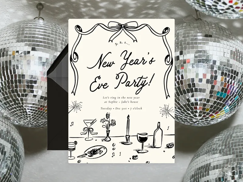 Black Ribbon Countdown - new_years - Invitation