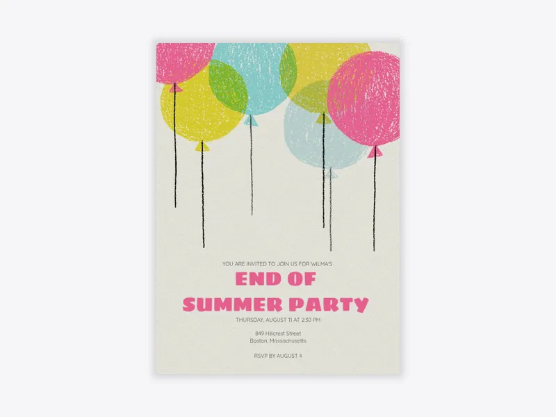 Crayon Balloons - back_to_school - Invitation