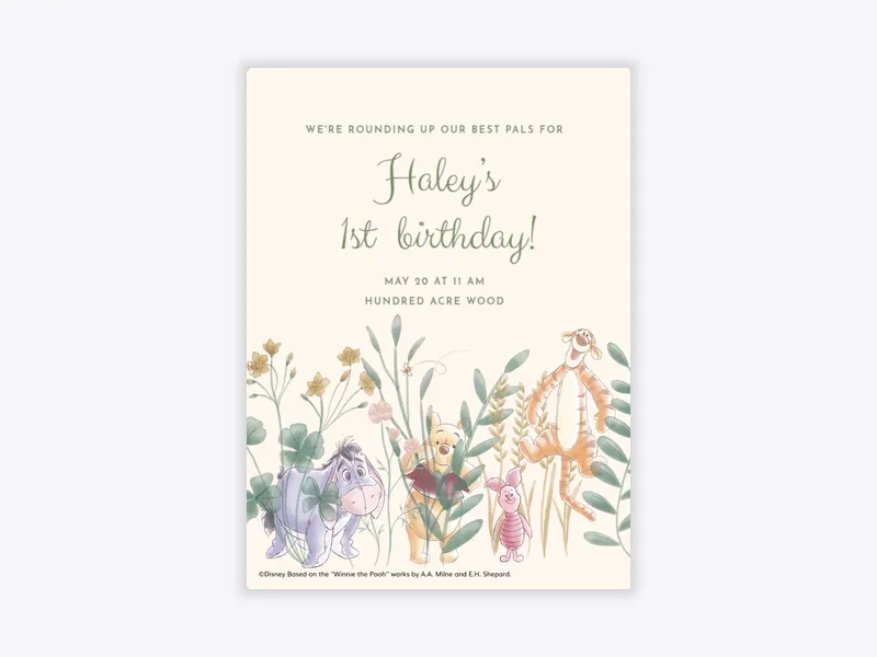 Disney’s Winnie the Pooh: Watercolor Pooh & Friends - characters - Invitation