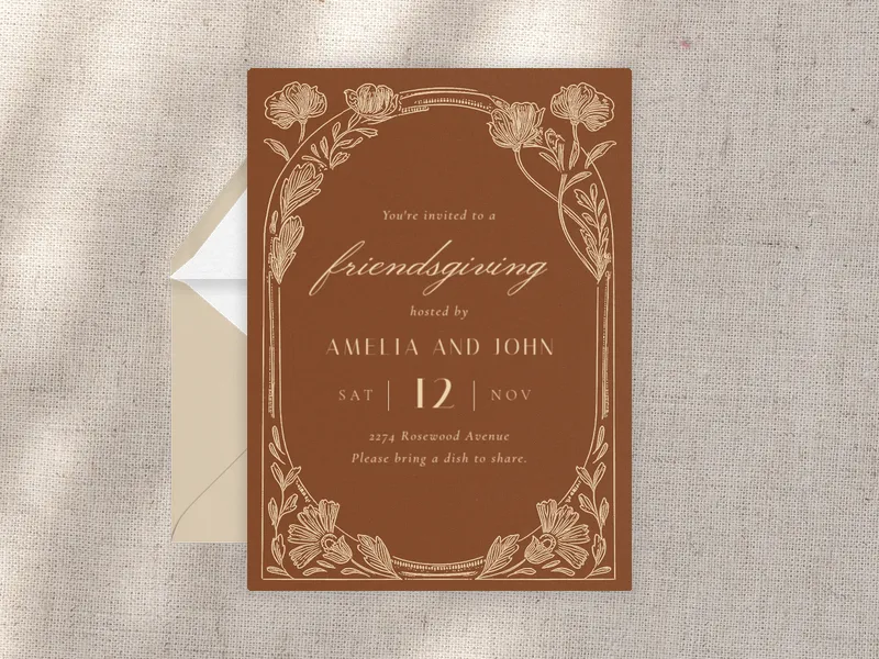 Floral Etching - thanksgiving - Invitation