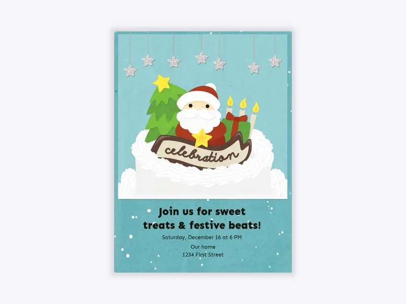 Holiday Birthday Cake - featured - Invitation