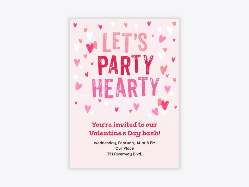 Let's Party Hearty - valentines_day - Invitation