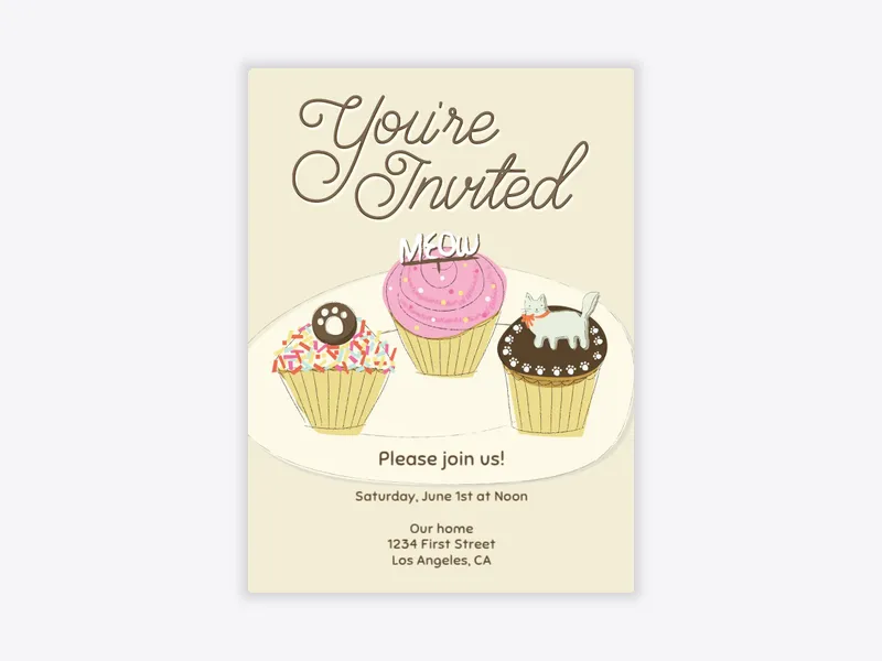 Meow Cup Cakes - featured - Invitation