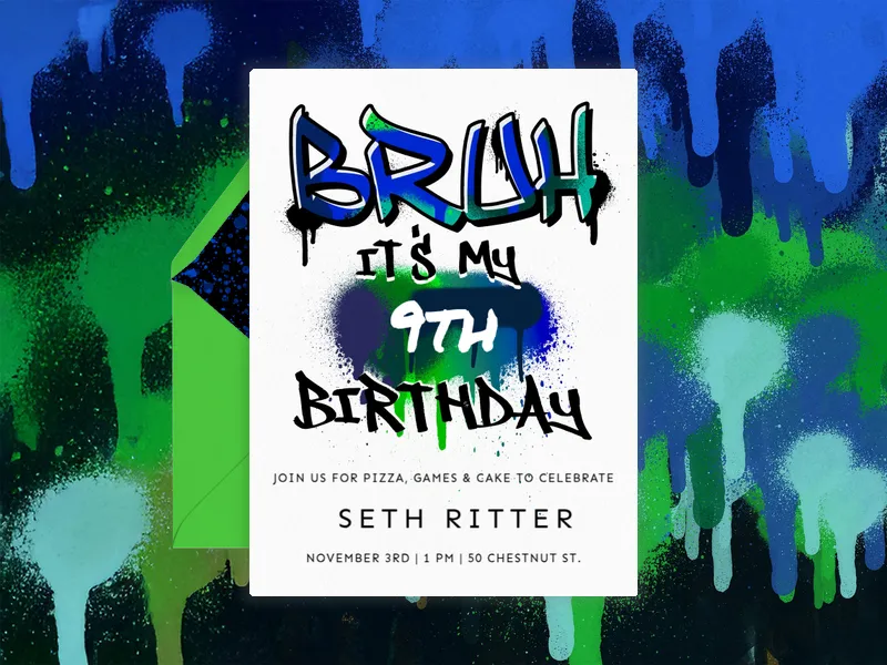 Neon Splash - birthday - Invitation