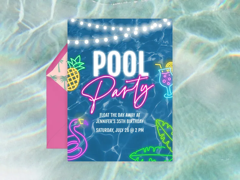 Neon & Lights Birthday - featured - Invitation