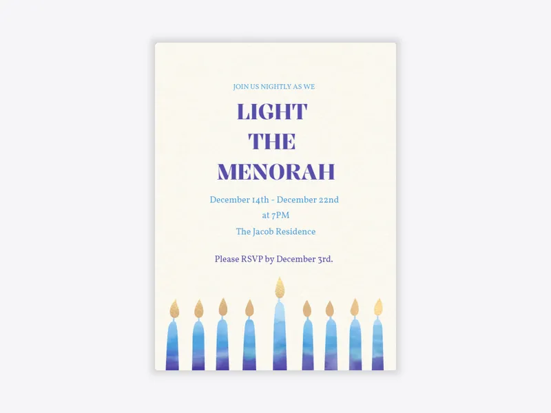 Ombre Menorah - hanukkah - Invitation