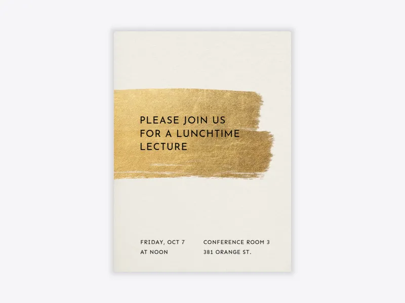 Simple Gold Brushstroke - meetings - Invitation