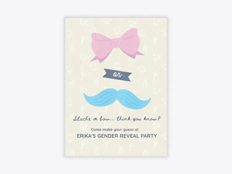 Stache or Bow - gender_reveal - Invitation