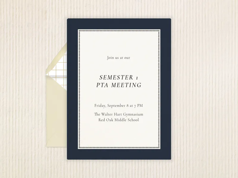 Navy Diamond Border - meetings - Invitation