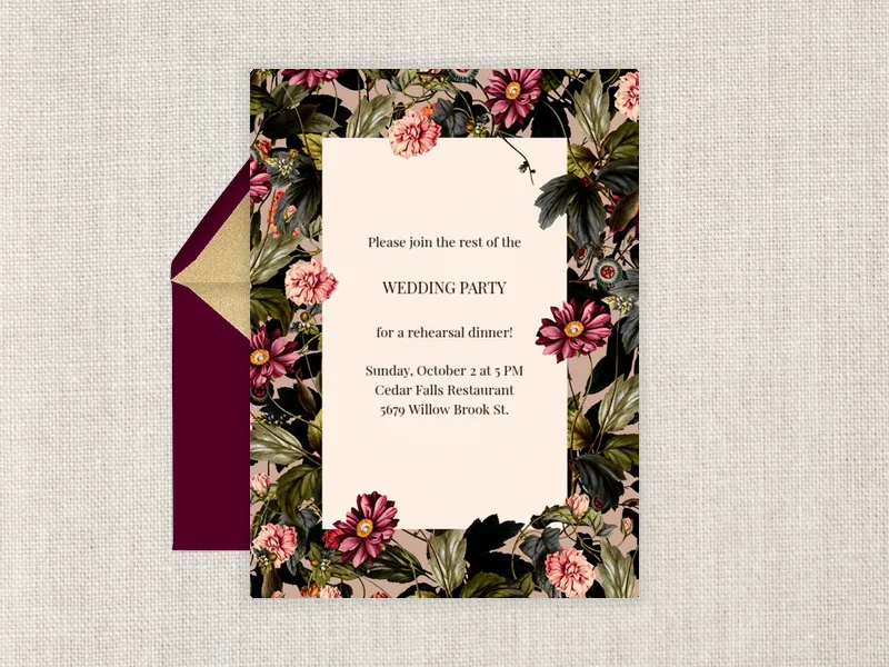 Lush Floral - rehearsal_dinner - Invitation