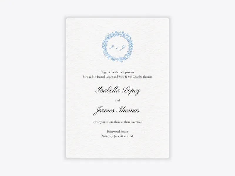 Blue Floral Monogram - wedding_day - Invitation