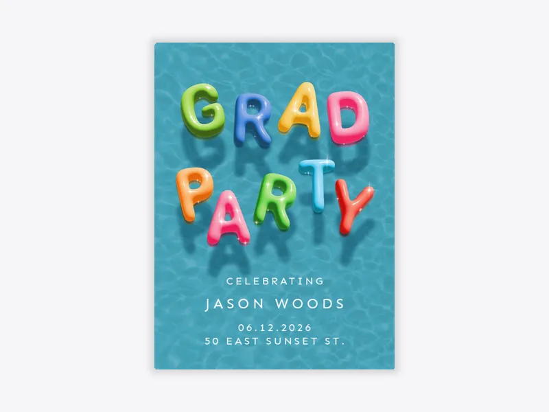 Cool Pool - graduation - Invitation