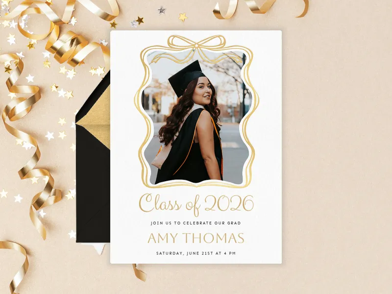Ribbon Frame (Photo) - graduation - Invitation