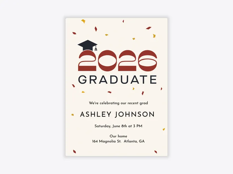 Red Confetti - graduation - Invitation