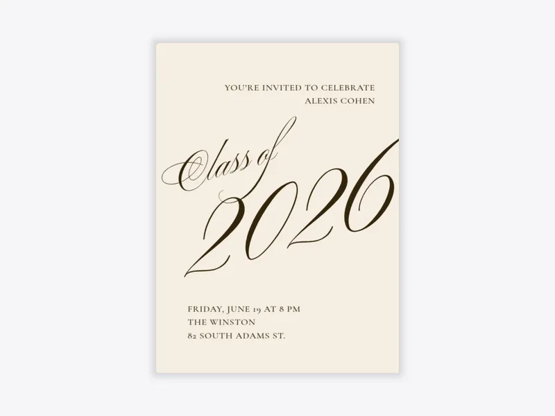 Beige Cursive - graduation - Invitation