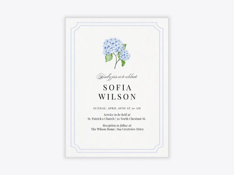 Delicate Blooms - christening - Invitation