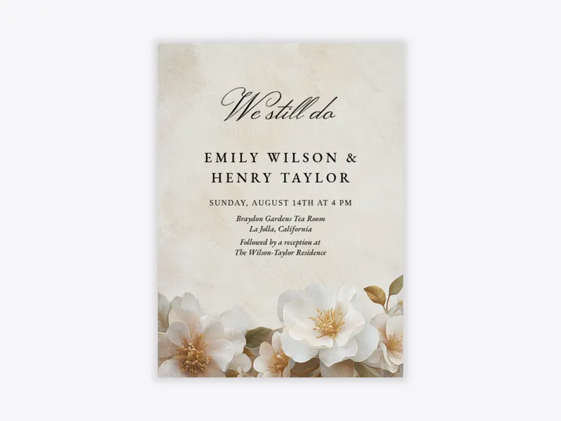 Painted Peonies - vow_renewal - Invitation