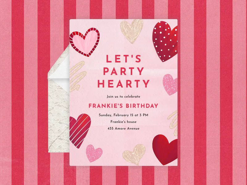 Glitter Hearts - valentines_day - Invitation