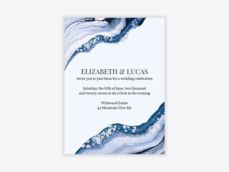 Watercolor Marble Waves - wedding_collection - Invitation