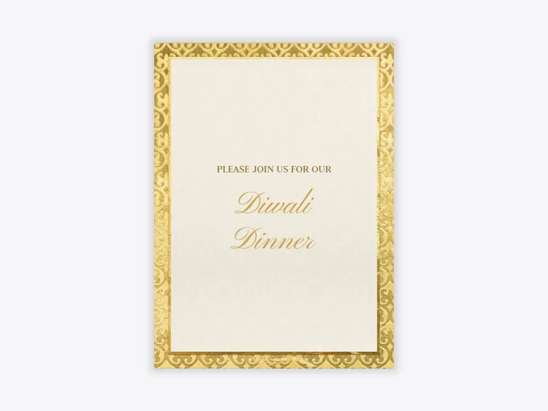 Gold Embossed Border - diwali - Invitation