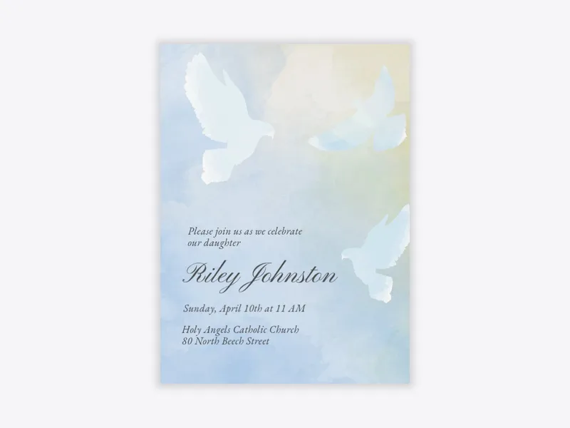 Watercolor Doves - confirmation - Invitation