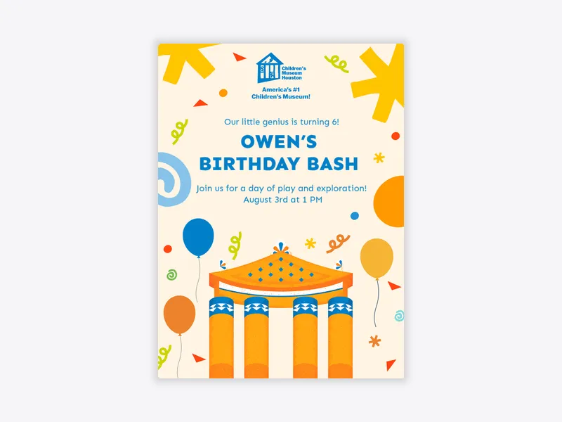 Children’s Museum Houston: Birthday Bash - childrens_museum_houston - Invitation