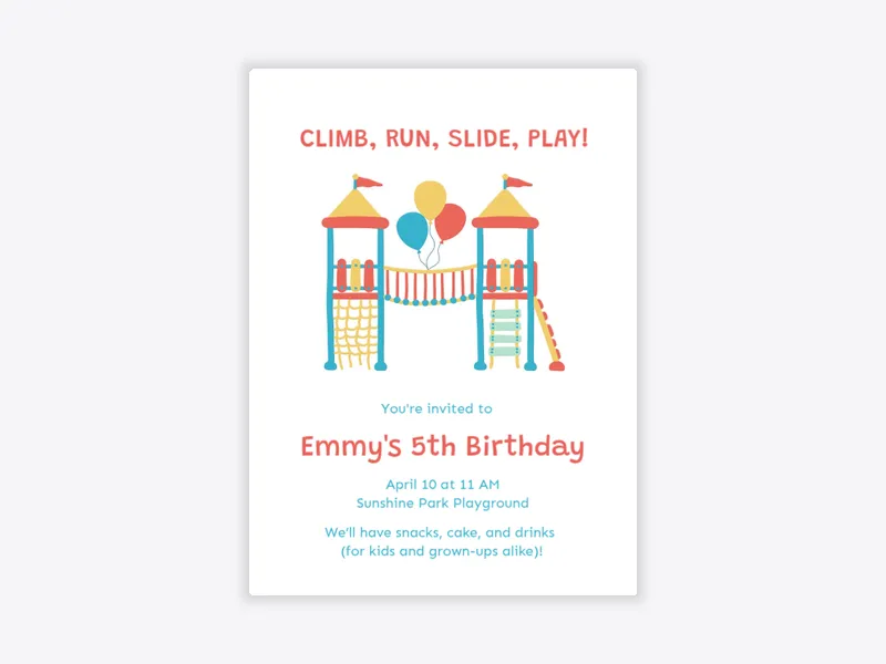 Playground Palooza - 4th_birthday - Invitation