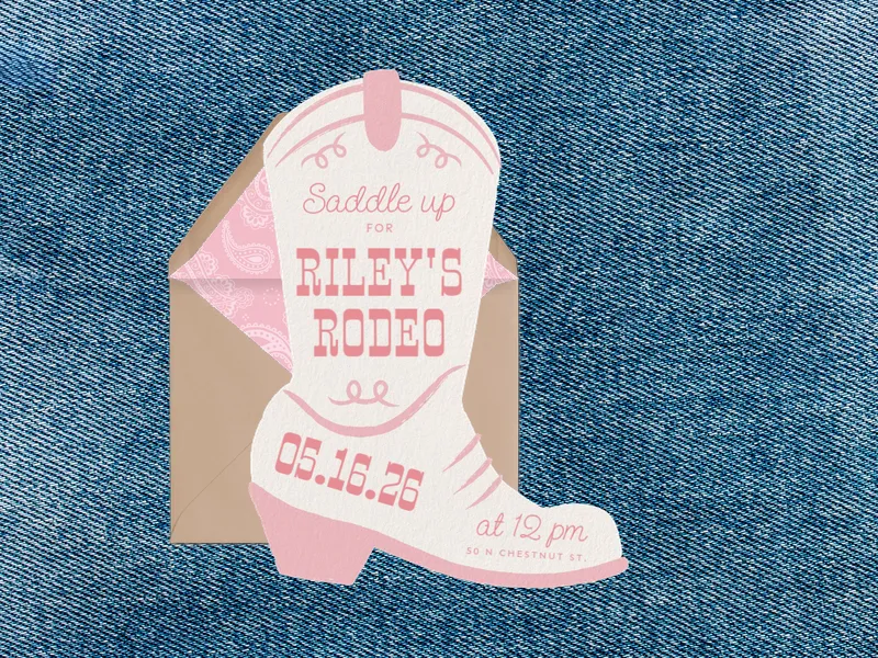 Pink Boots Down - 3rd_birthday - Invitation