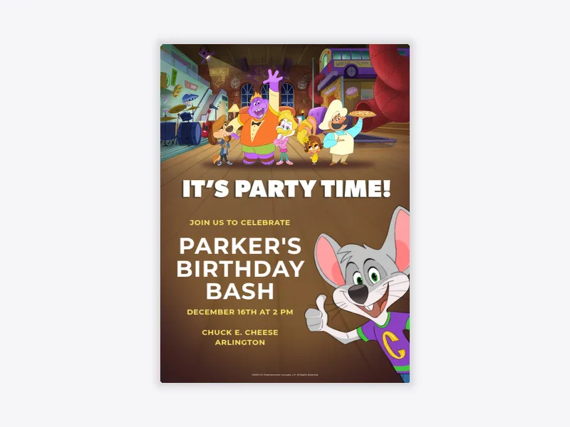 Chuck E. Cheese Christmas: Party Time - chuck_e_cheese - Invitation