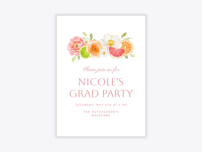 Citrus Sunshine - graduation - Invitation