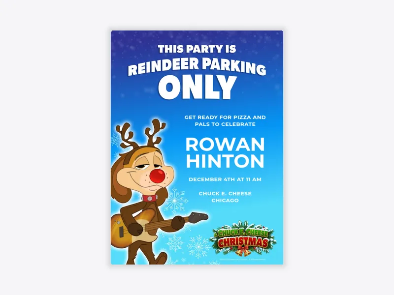 Chuck E. Cheese Christmas: Reindeer Friend - chuck_e_cheese - Invitation