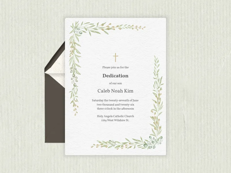 Greenery Cross - religious - Invitation