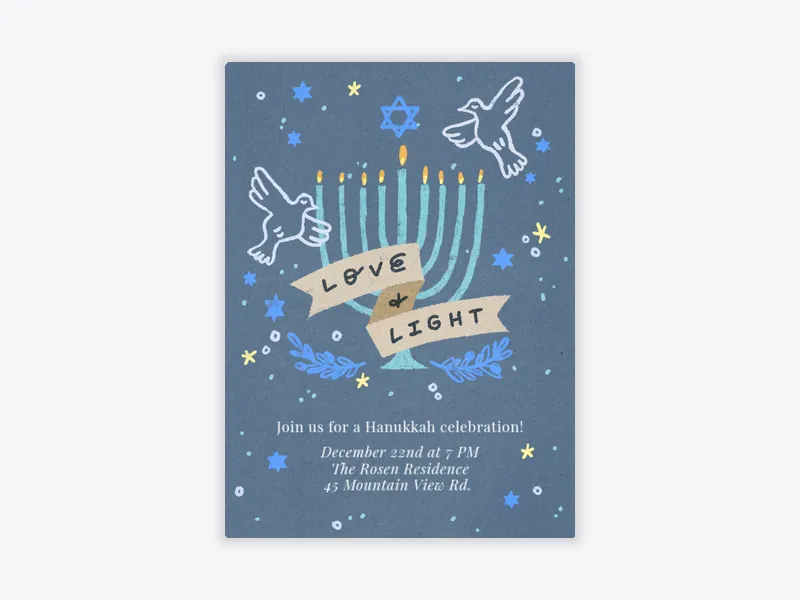 Light the Menorah - winter - Invitation