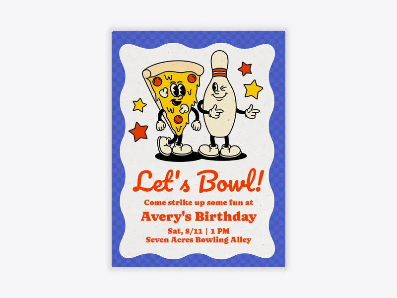 Pizza & Pins - bowling - Invitation