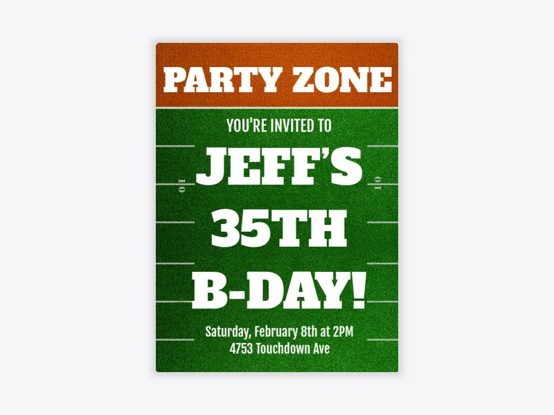 Party Zone - football - Invitation