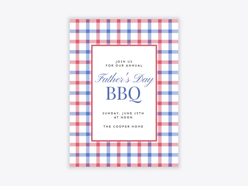 Red, White & Gingham Father's Day - fathers_day - Invitation