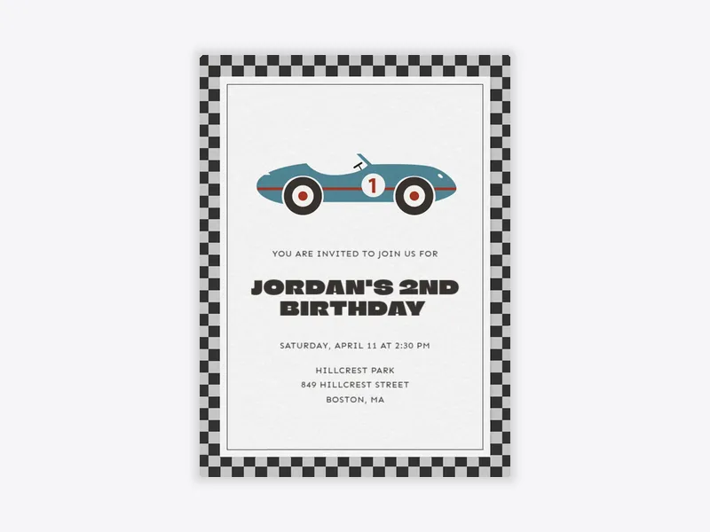 Retro Racecar 2nd Birthday - 2nd_birthday - Invitation