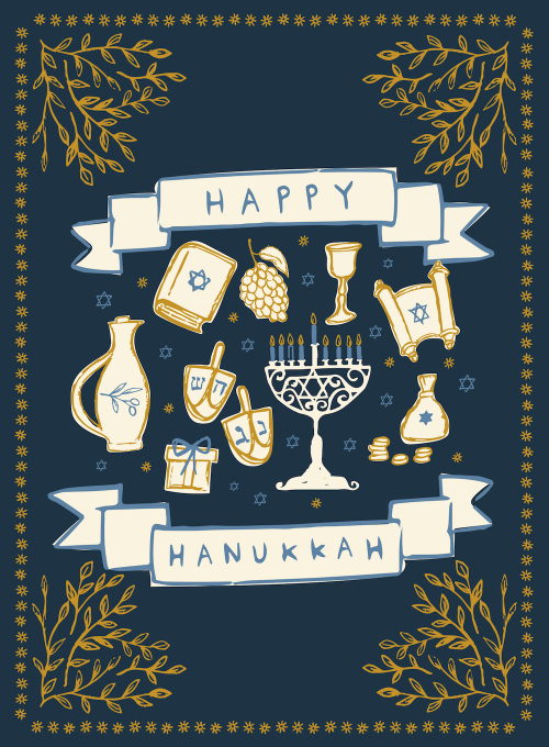 Seasonal Symbols - hanukkah_cards - Card