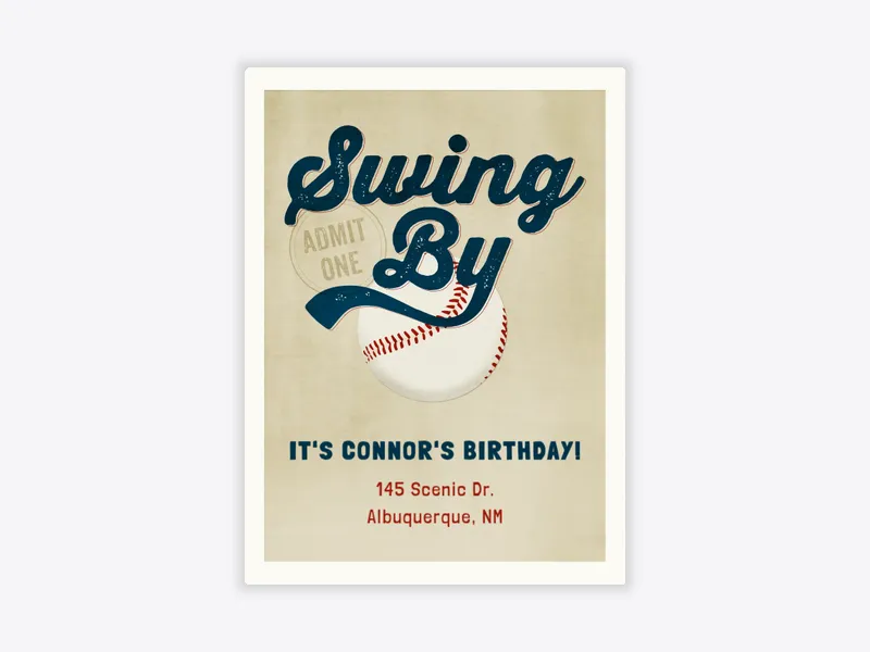 Swing By - baseball - Invitation