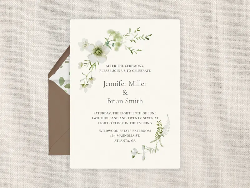 White Flowers & Greenery - wedding_day - Invitation