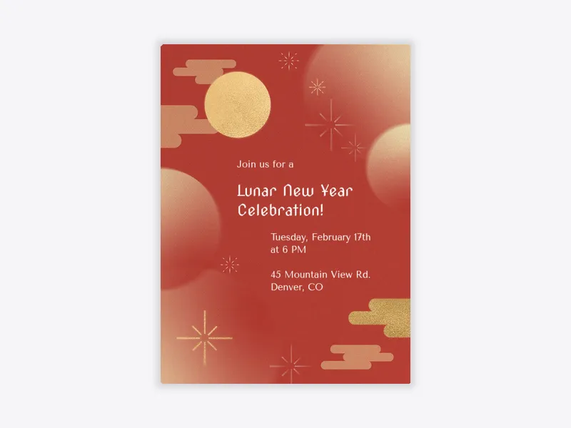 Golden Moon - lunarnewyear - Invitation