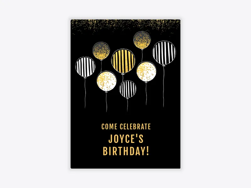 Gold Illustrated Balloons - 100th_birthday - Invitation