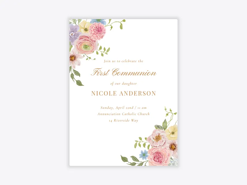Joyful Blooms - first_communion - Invitation