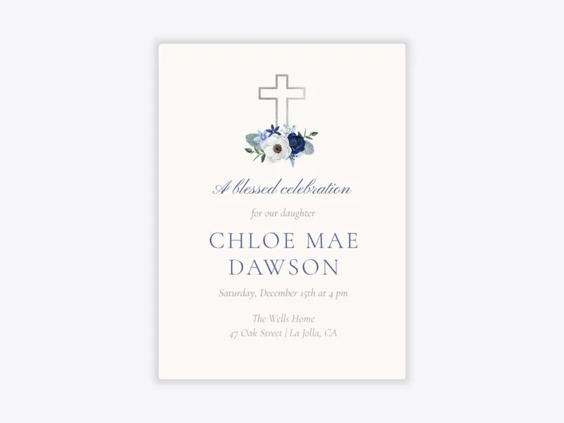 Snowbell Cross - first_communion - Invitation